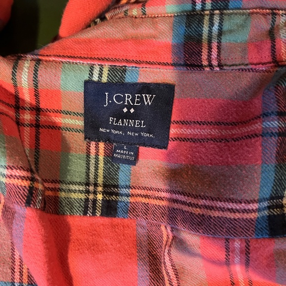 J. Crew Flannel Button Down Shirt -  Pink, Green, and Blue plaid - Picture 8 of 8